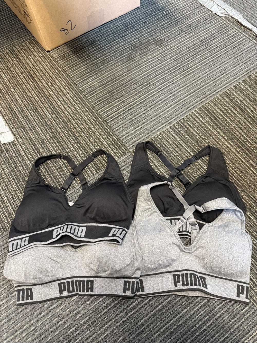 Puma Gray & Black Sports Bra Duo